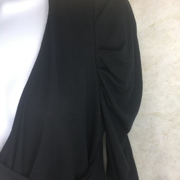 Kenneth Cole Black Faux-Wrap Top with Ruched Sleeves and Front Women's Size S - Picture 4 of 16